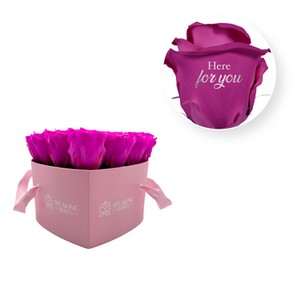 Here for you - Heart Paper Box (15 Preserved Rose Heads) Speaking Roses