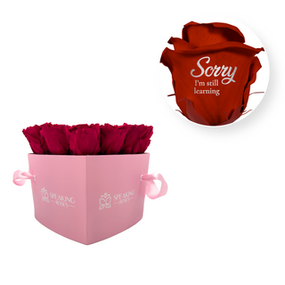 Sorry, I'm Still Learning - Heart Paper Box (20 Preserved Rose Heads) Speaking Roses