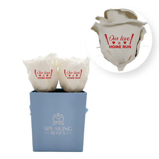 Our love, a home run  - Square Paper Box (4 Preserved Heads)