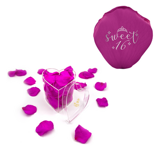 Sweet 16 - Heart Acrylic Box  (100 Preserved Petals)