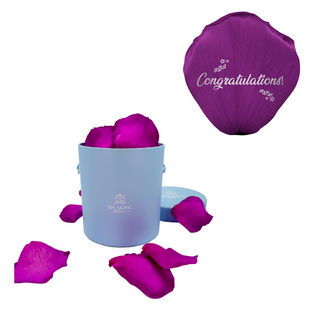 Congratulations! - Round Paper Box (25 Preserved Rose Petals) Speaking Roses