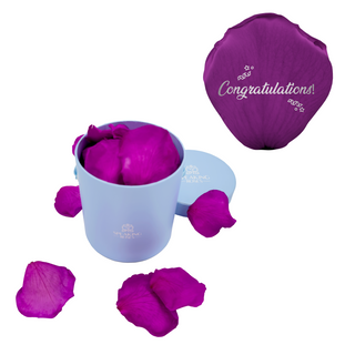 Congratulations! - Round Paper Box (25 Preserved Rose Petals) Speaking Roses