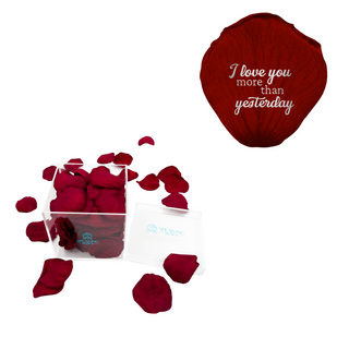 I love you more than yesterday - Acrylic Square Box (150 Preserved Petals) Speaking Roses