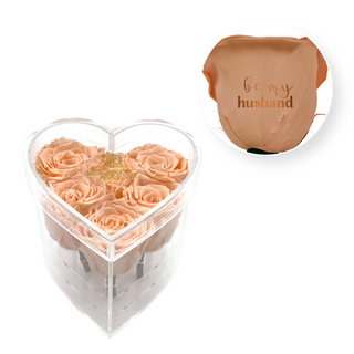 Be my husband - Heart Acrylic Box  (6 Preserved Stems)