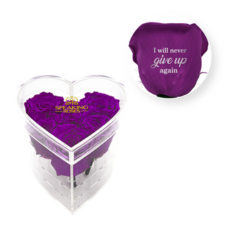 I will never give up again - Heart Acrylic Box  (6 Preserved Stems)