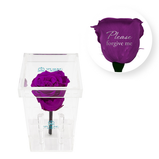 Please forgive me - Square Acrylic Box  (1 Preserved Stem)