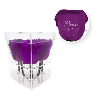 Please forgive me - Heart Acrylic Box  (6 Preserved Stems)