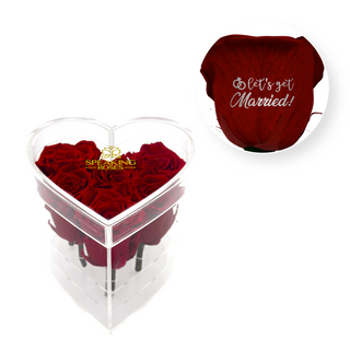 Let´s get married! - Heart Acrylic Box  (6 Preserved Stems)