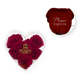 Please forgive me - Heart Acrylic Box  (6 Preserved Stems)