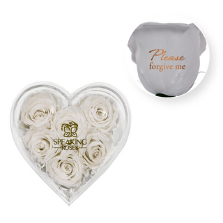Please forgive me - Heart Acrylic Box  (6 Preserved Stems)