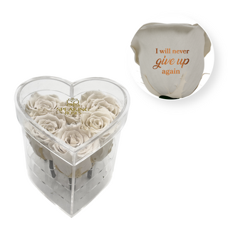 I will never give up again - Heart Acrylic Box  (6 Preserved Stems)